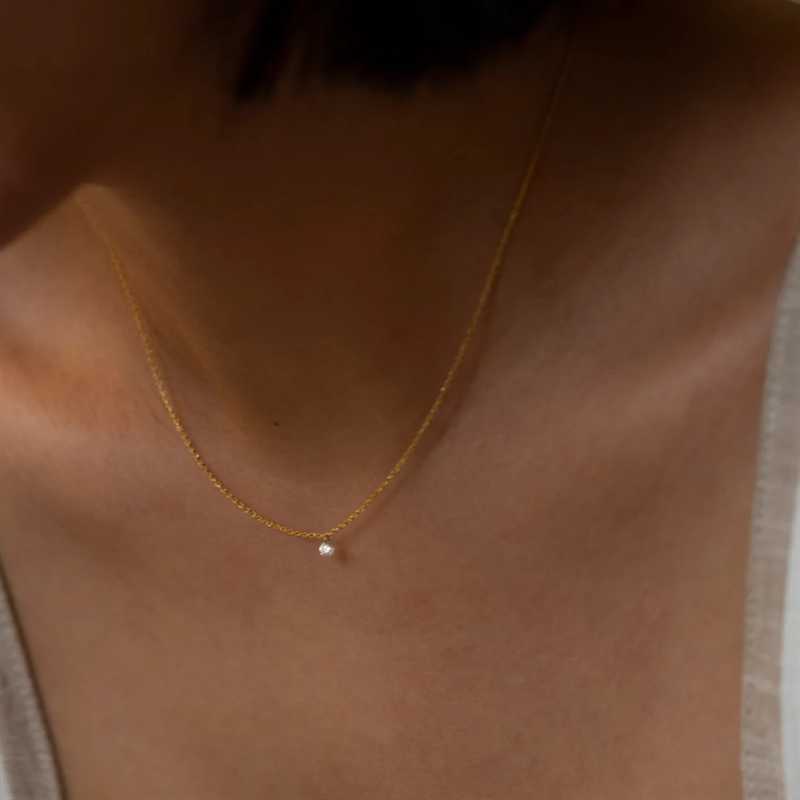 Pendant Necklaces Real 14K Gold Filled Zircon Necklace Dainty Gold Choker Handmade Pendants Tarnish Resistant Necklace Boho Jewelry for Women G23-image-838794724