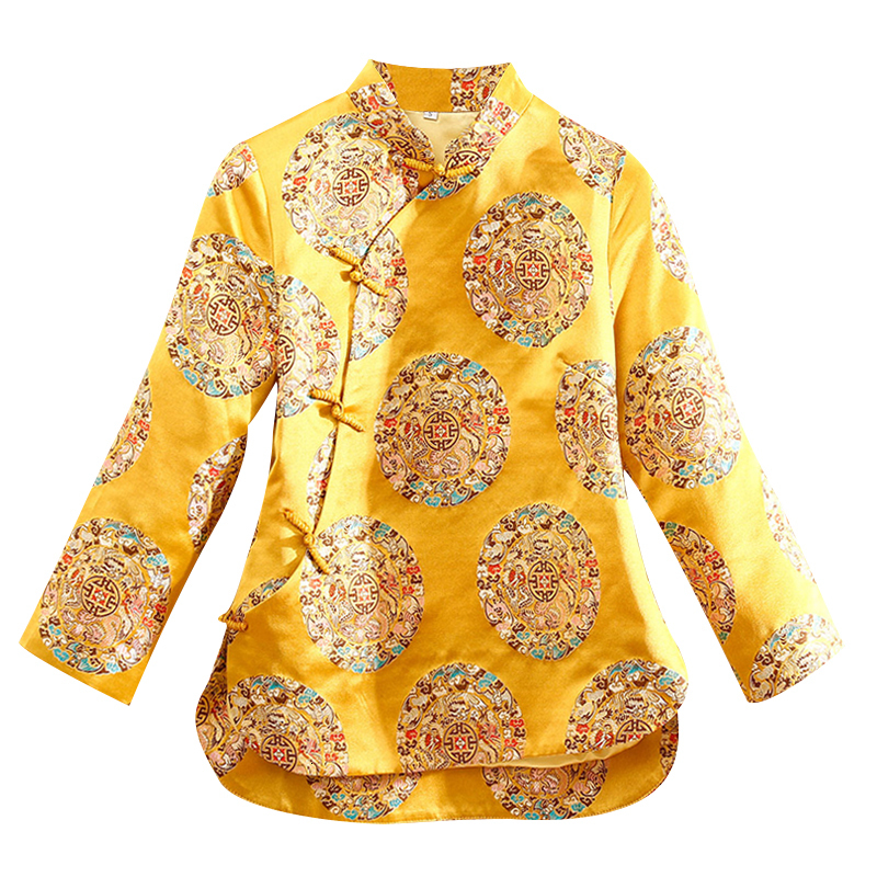 

Women' Jackets Autumn Chinese style Jacquard jacket tops Standing collar elegant top Retro Improvement Tang suit woman coat SXXL 230202, Yellow