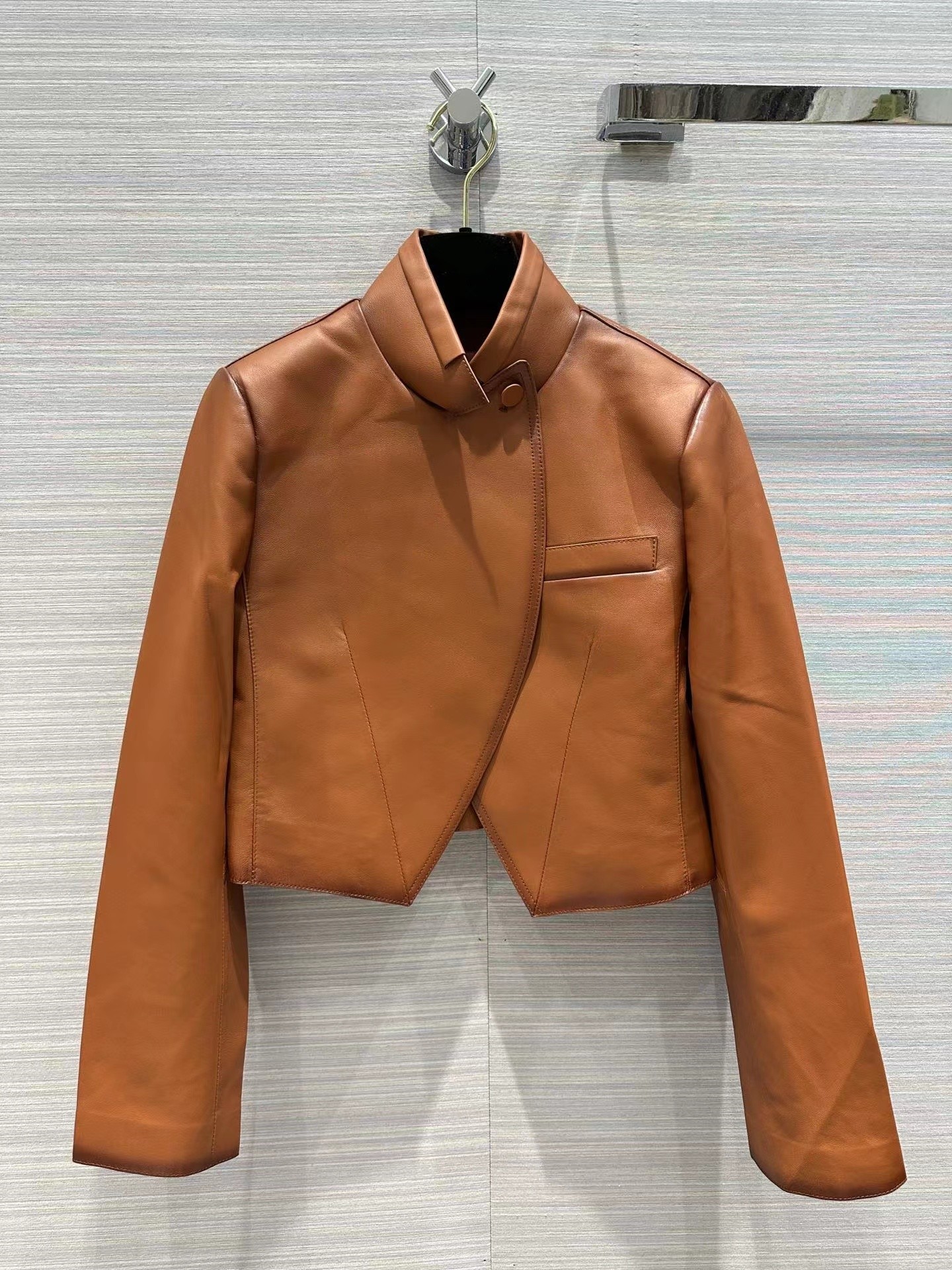 Milan Runway Women's Leather Coats 2023 New Spring Women's Jackets Laple Neck Long Sleeve Designer Brand Same Style Outerwear 0202-9
