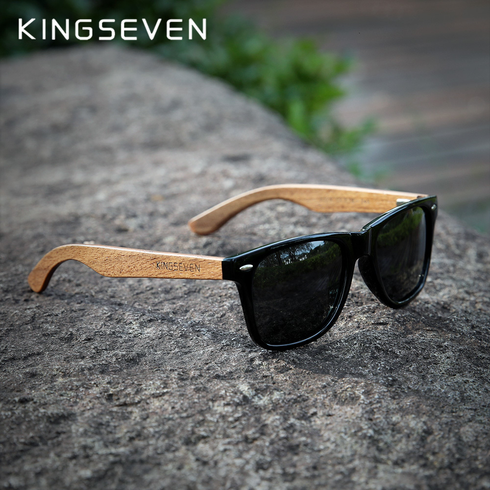 

Sunglasses KINGSEVEN Black Walnut Wood Polarized Mens Glasses Handmade UV400 Protection Eyewear Retro Wooden Box 230202