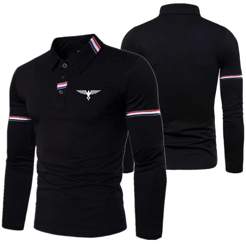 

Men's Polos fashion men's longsleeved casual polo shirt 230202, Black