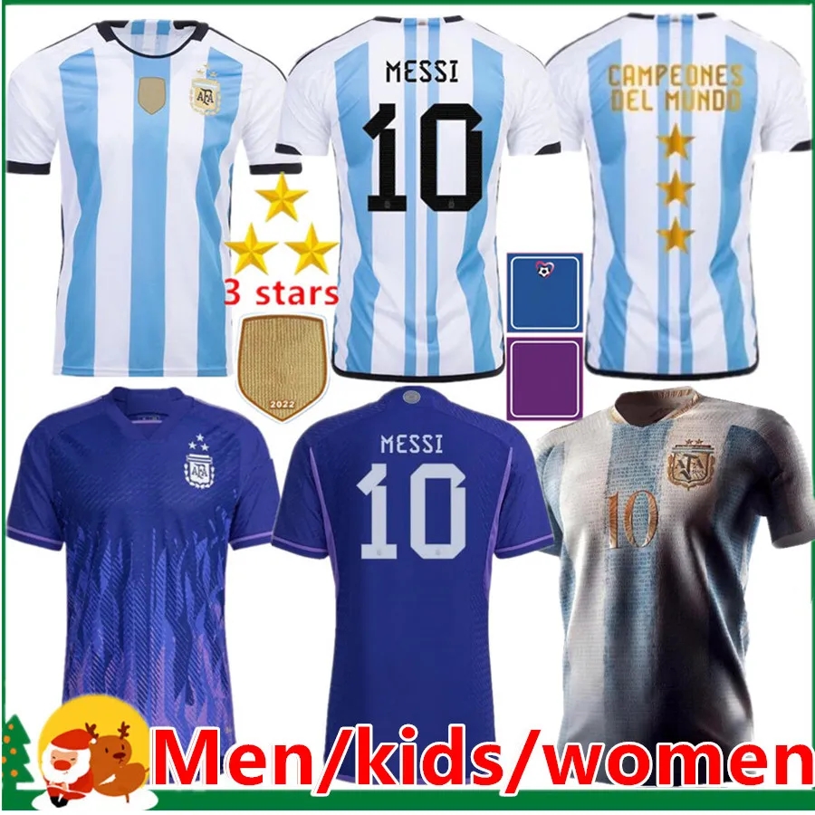 

2022 2023 3 stars Argentina soccer Jerseys 22 23 MESSIS DYBALA DI MARIA DE PAUL MARTINEZ MARADONA FERNANDEZ kids kit Men women football shirt Fans player Version, 2022 home