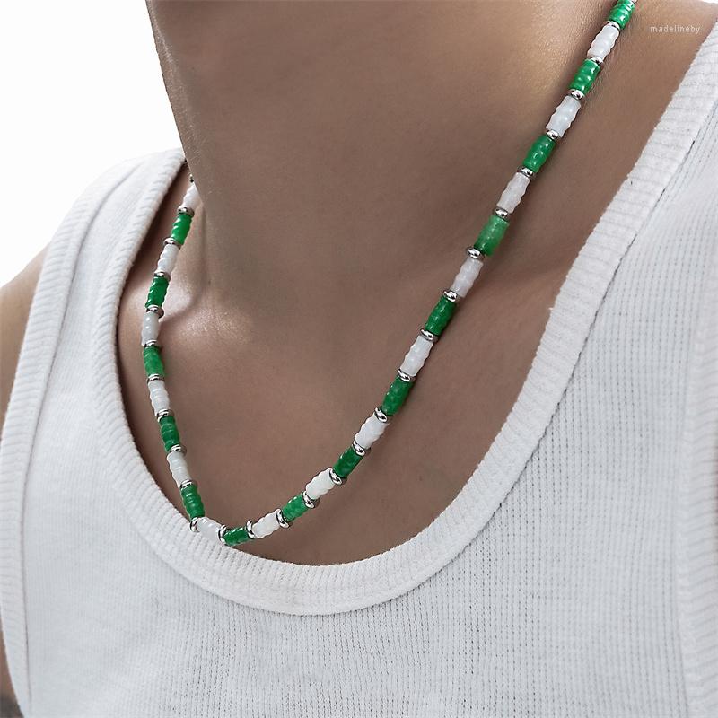 

Chains Chinese Beaded Necklace Niche Design Retro Double Layer Splice Collar Chain Hip Hop Fashion All-Match Accessories