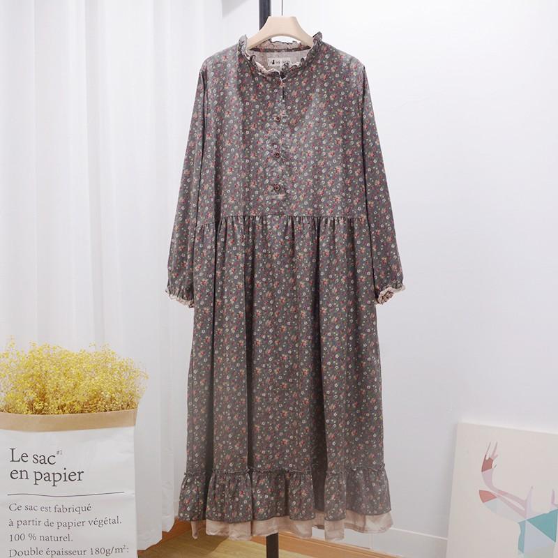 

Casual Dresses 3 Colors-- Lamtrip Rustic Flowers Print Ruffled Collar Cotton Long Sleeve Dress 2023 Autumn Kawaii Lolita, Red