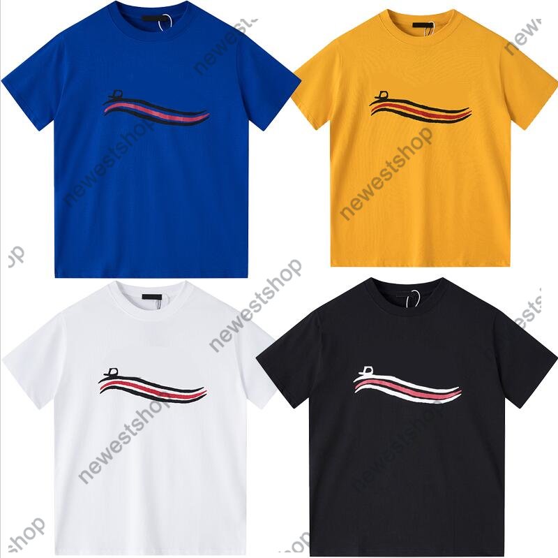 

2023 designer mens T Shirts Summer Paris letters print t shirts wear with street T Shirt men women luxurys Short Sleeve wave Tshirts 4color, Yellow