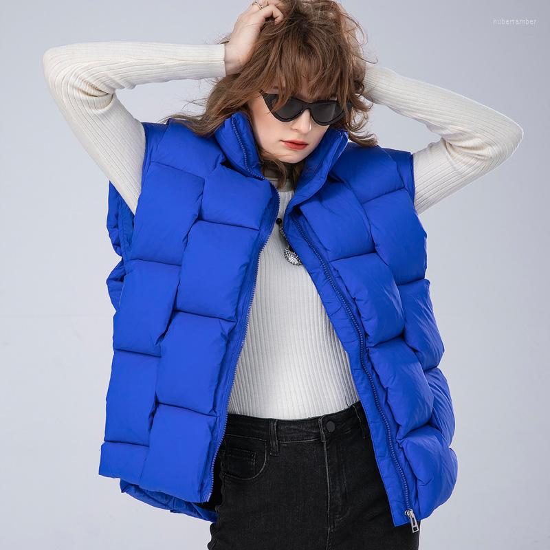 

Women' Vests Luxury Winter Women 90% White Duck Down Vest Jacket Knitted Warm Waistcoat Female Zipper Loose Puffer Sleeveless Coat, Green