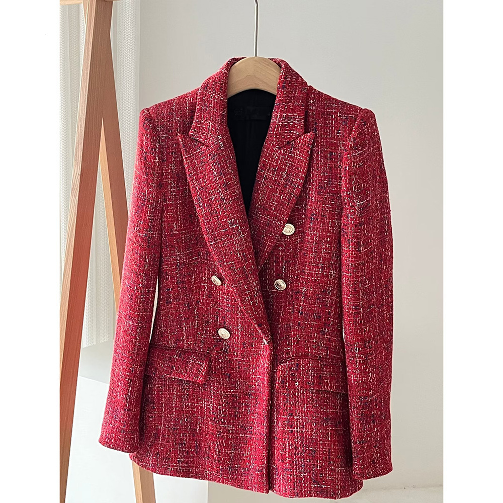 

Women's Suits Blazers PB ZA Woman Autumn Clothing Fashion Chic and Elegant Jacket Texture Double Breasted Office Lady Coats 7553749 230203, Red