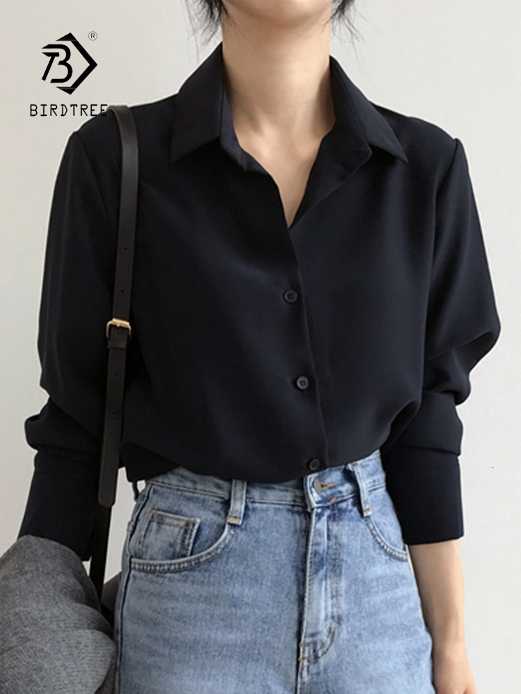 

Women's Blouses Shirts Summer Arrival Women Solid Black Chiffon Blouse Long Sleeve Casual Shirt Women's Korean BF Style Chic Tops Feminina Blusa T0 230203, White