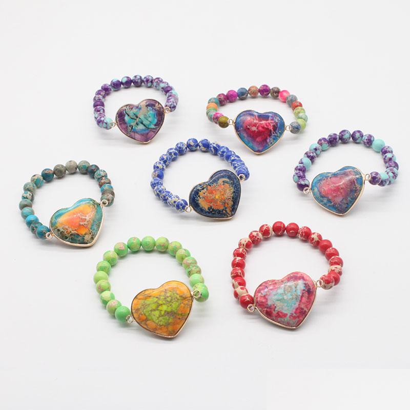 

Beaded Heart Love Wish Gemstone Strand Bracelet Turquoise Beads Stone Stretched Bangle Bracelets For Women Jewelry Drop Delivery Dhgam