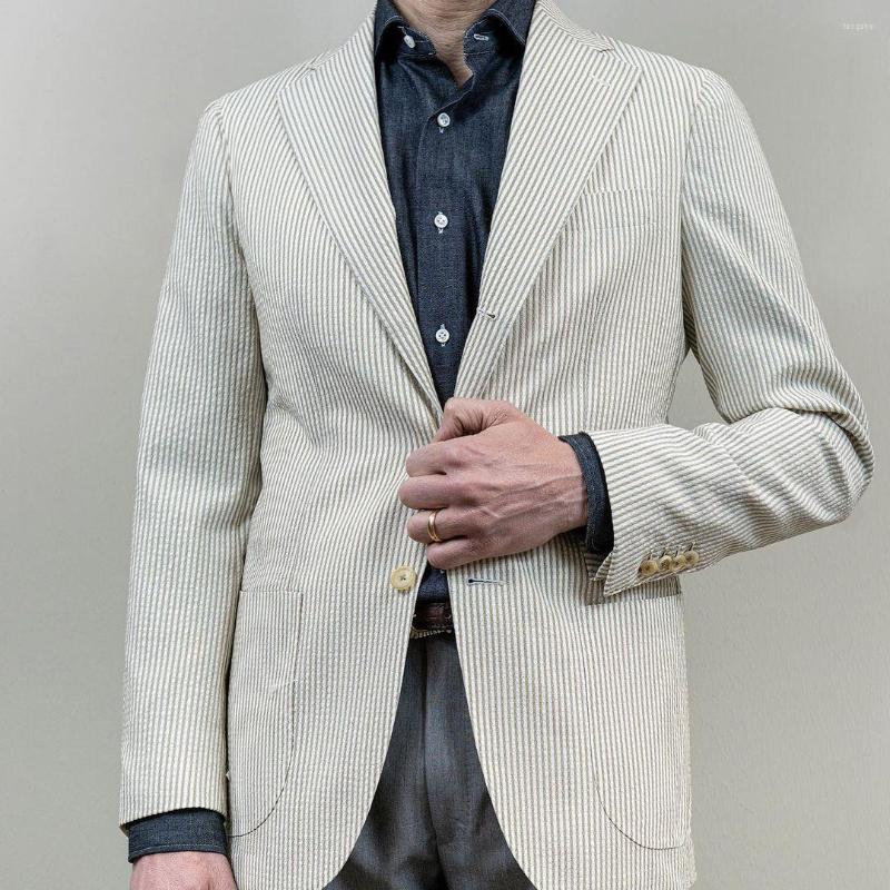 

Men's Suits Casual Summer Men Suit Pinstripe Slim Fit Groom Wedding Tuxedo Outwear Blazer Male Formal Business Jacket, Royal blue
