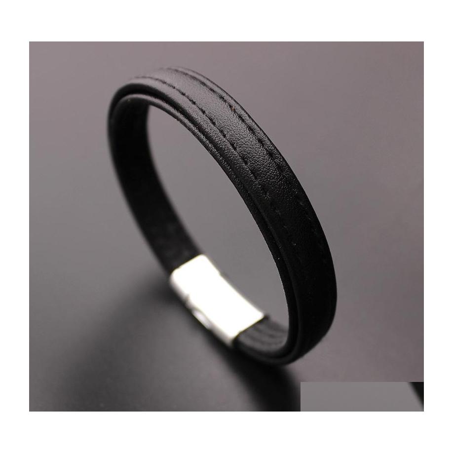 

Charm Bracelets S2306 Fashion Jewelry Pu Leather Bracelet Faux Magnet Buckle Men Women Lovers Drop Delivery Dhl0A