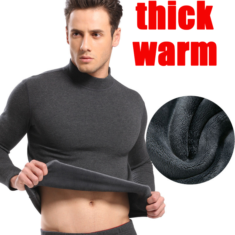 

Men's Thermal Underwear Wear For Men Long johns Mens Cotton SUITS Turtleneck Winter TopsPants 2 PIECES SET Warm Thick Velvet 230202, Red2 women