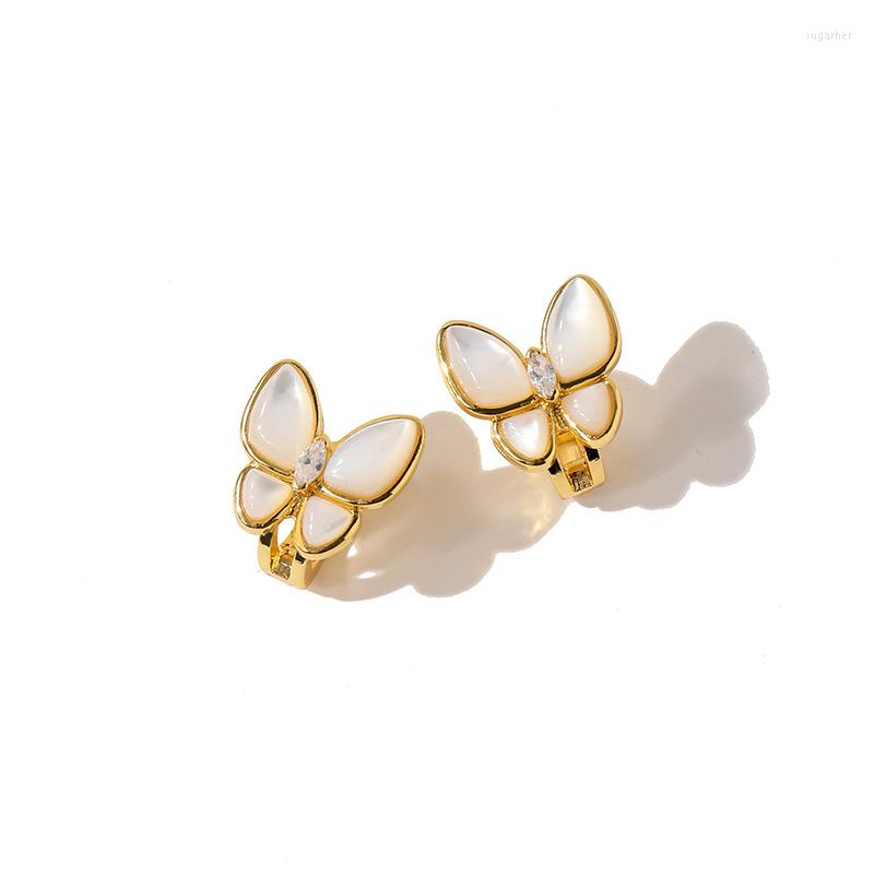 

Stud Earrings High Quality Gold Color Butterfly Earring White Shell For Women Fashion Jewelry LE006