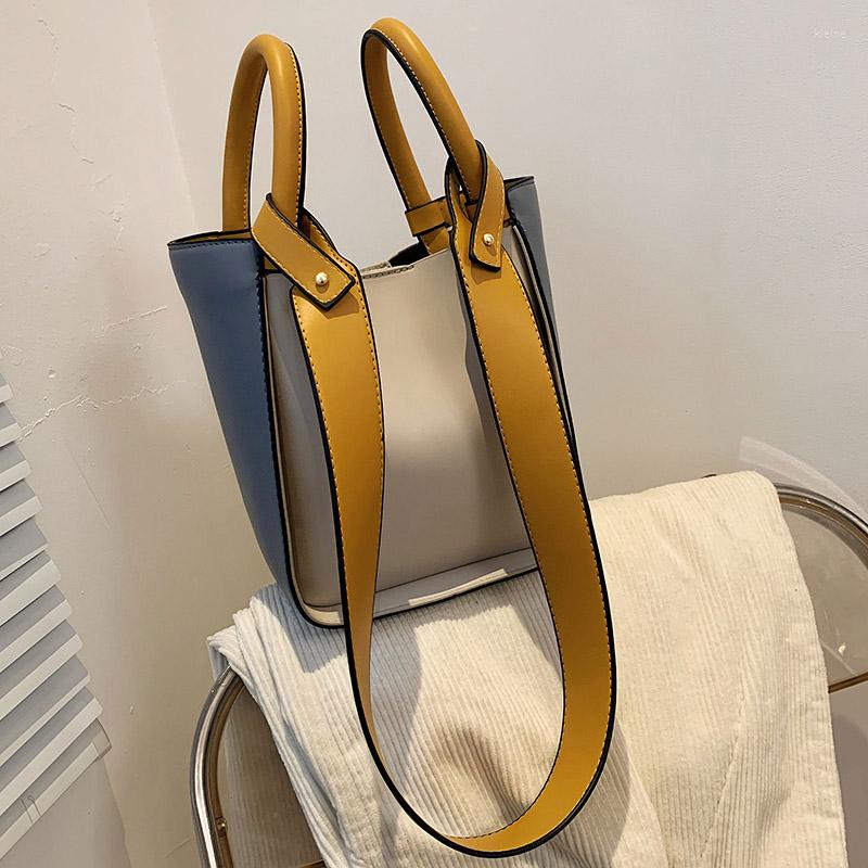 

Evening Bags 2023 High Sense Fashion Contrast Color Bucket Bag Women's Summer Versatile Texture Niche Ins Messenger, Bv7