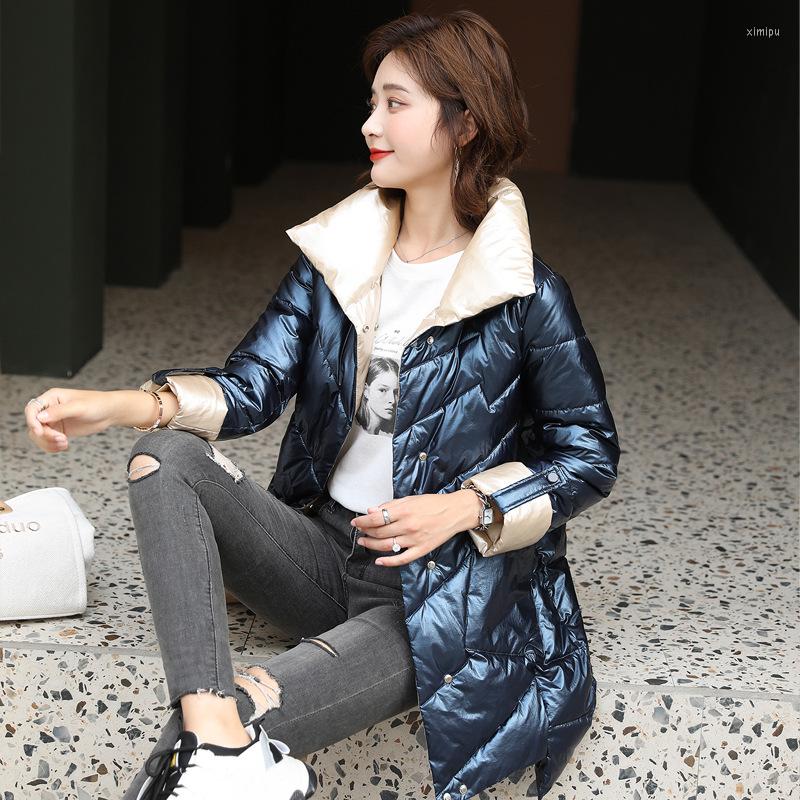 

Women's Trench Coats Thick Warm Women's Parkas 2023 Bright Color Stand Collar Fashion Cotton Jackets Mid-long Stylish Winter Coat, Black