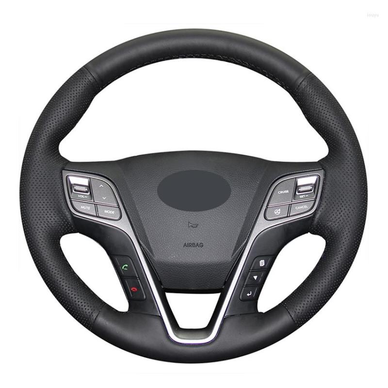 

Steering Wheel Covers Hand-stitched Black Artificial Leather Car Cover For Santa Fe Grand H350 2012-2023 2023