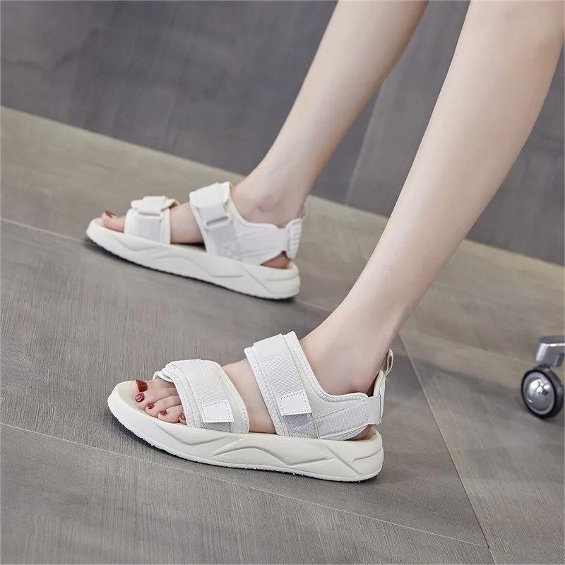 

Sandals Platform Sports For Woman Fashion Summer Flat Non-slip Casual Shoes Solid Soft Bottom Female, Beige green