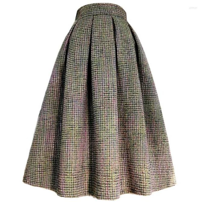 

Skirts Vintage French Style Winter Tweed Wool Ball Gown Skirt Women High Waist Thick Princess Party Umbrella, Black