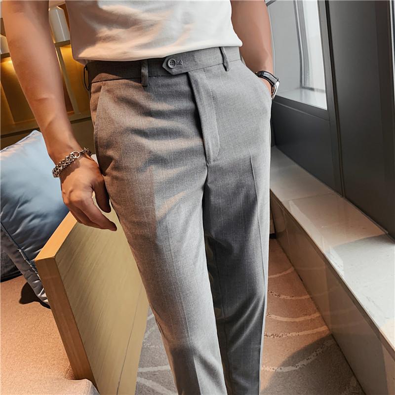 

Men's Suits & Blazers Classic Striped Men Casual Pants 2023 Autumn Business Slim Dress Streetwear Office Social Trousers Plus Size 28-42Men', Light gray