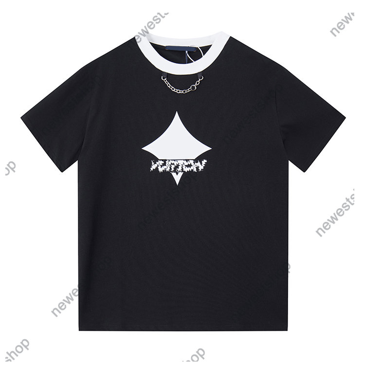 

2023 designer mens T Shirts summer T shirt luxury circle classic paris letter print metal chain black white tshirts simple clothing Casual cotton tee top