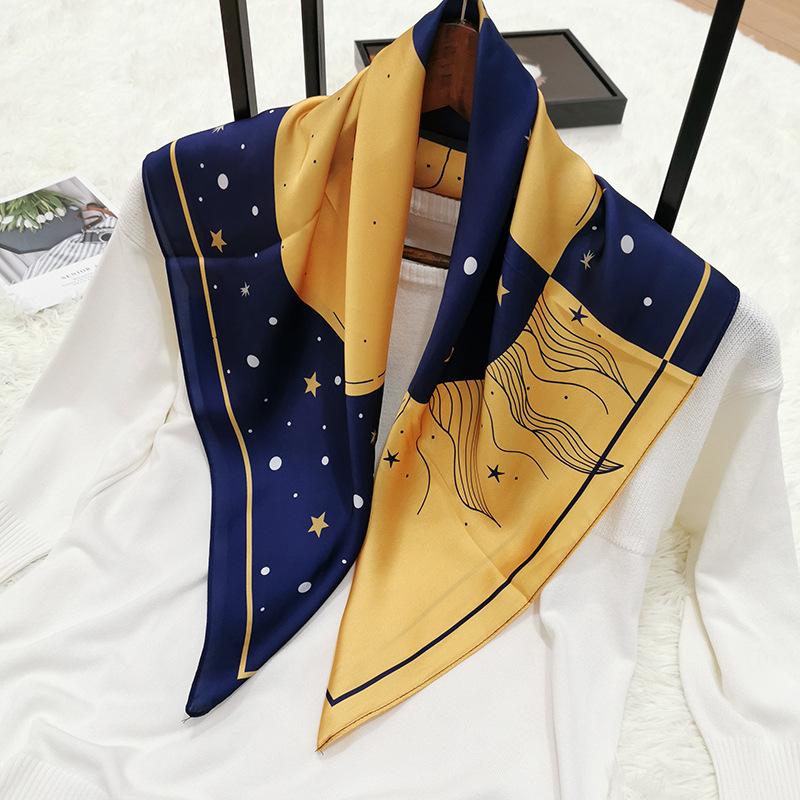 

Scarves Lady's Star Square Spring And Summer Women's Printed Silk Scarf 70 70cm