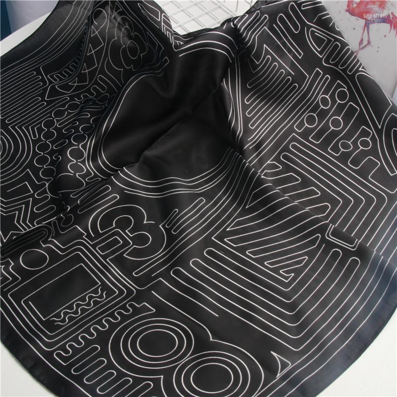 

Scarves 70cm Small Square Scarf Geometric Figure Simple Printing Simulation Silk Women's Fashion Decorative