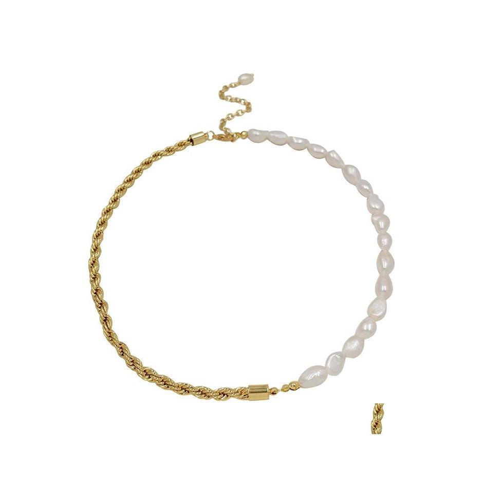 

Pendant Necklaces Pearls Natural Freshwater Pearl Necklace For Women Vintage Twist Stitching Chain Choker Ins Jewelry Drop Delivery P Dhkdn