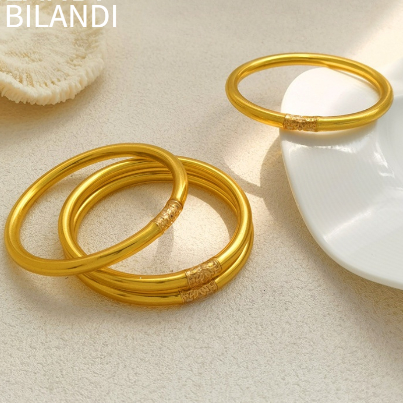 

Wedding Jewelry Sets Bilandi Fashion Round Bangle Bracelet Classic Design Resin Bag with Gold Color for Women Gift 230203