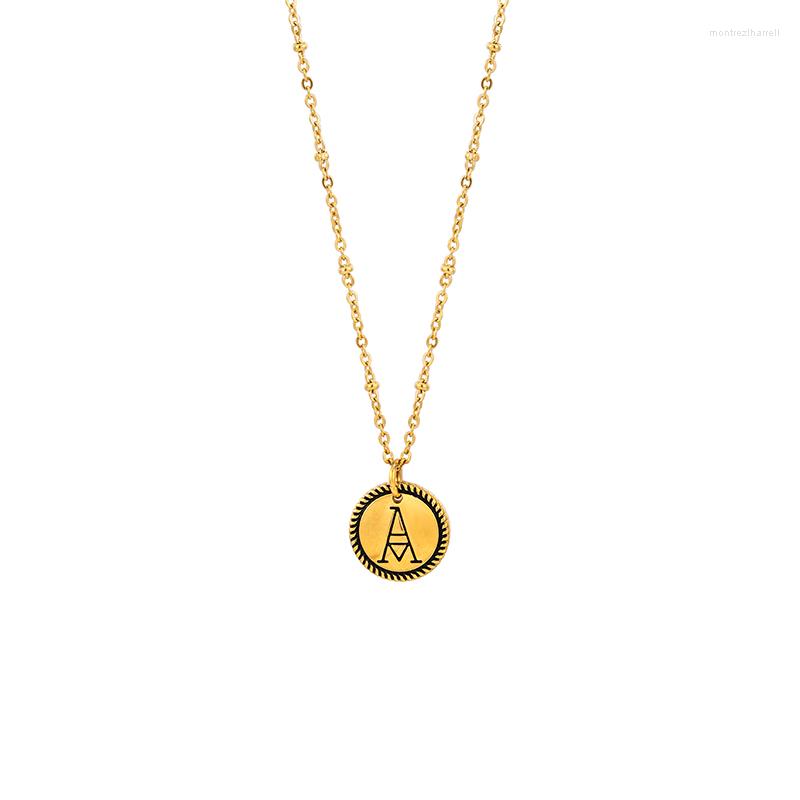 

Chains Fashion Letter Necklaces Gold Color Classical Stainless Steel 26 English Letters Name Necklace For Men Women Jewelry Gift