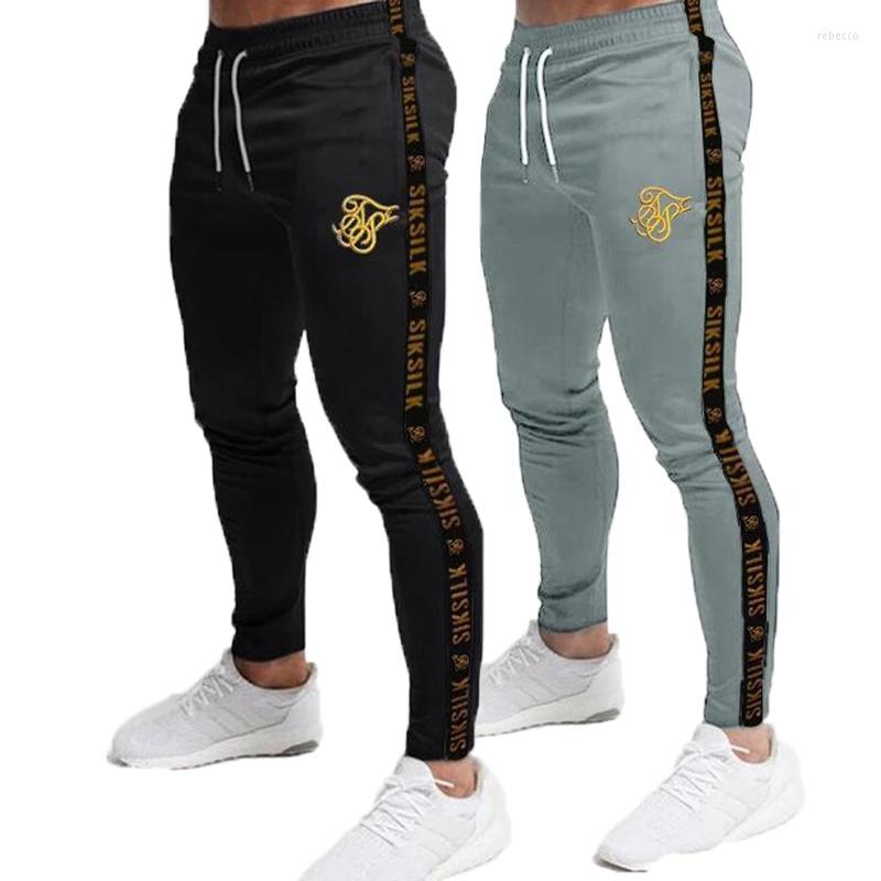 

Men's Pants Mens Joggers Sweatpants Sik Silk Fitness Elastic Trousers Hip Hop Skinny Tracksuit Siksilk Pant Men Casual Track, Black