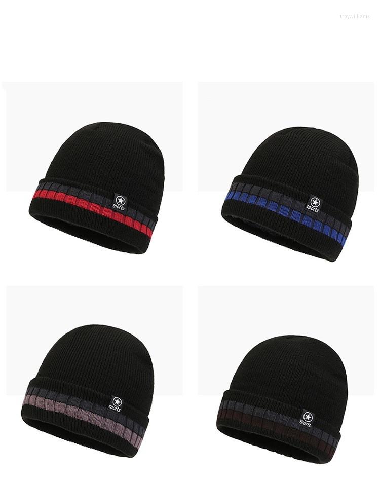 

Berets 2023 Winter Men And Women Warm Knitted Cap Outdoor Cold Woolen Cycling Skiing Bean Ear Protection Skeleton Beanie, Red