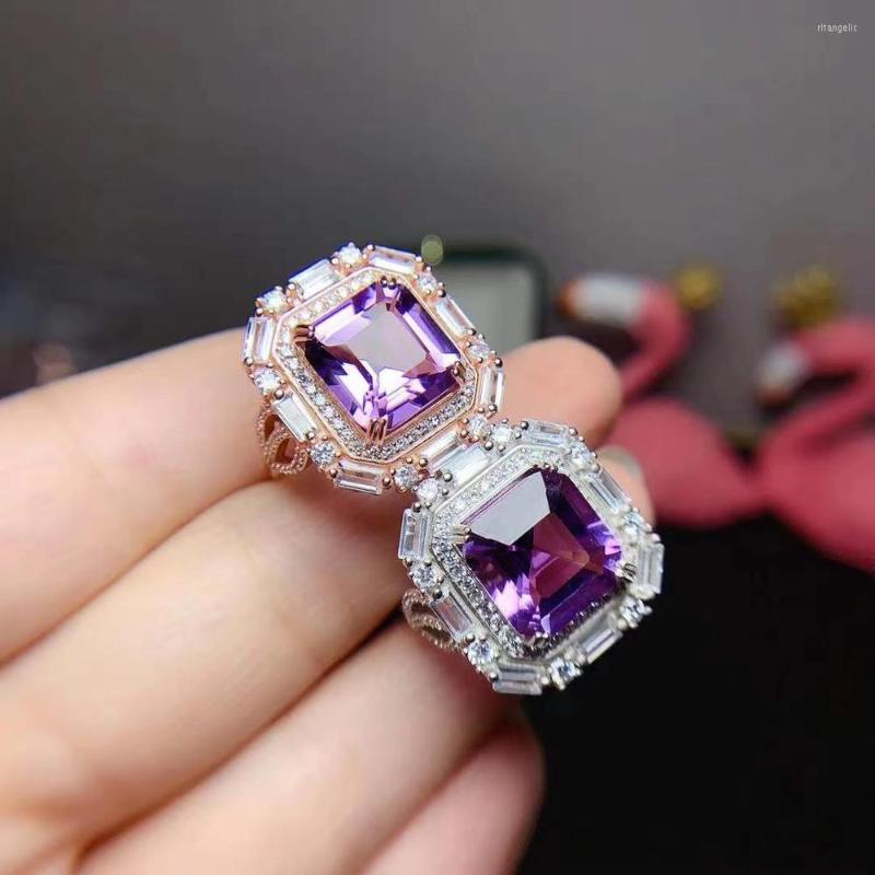 

Cluster Rings The Wedding Gift Amethyst Ring 925 Sterling Silver Fine Jewelry Natural And Real