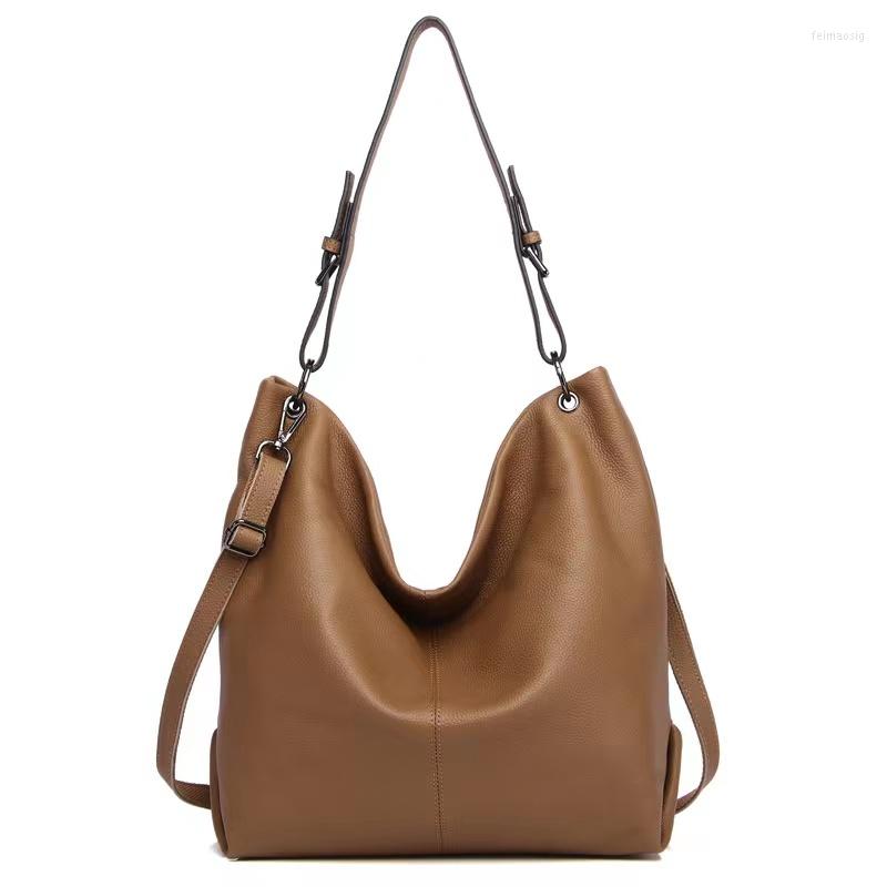

Evening Bags Genuine Leather Woman Bag Soft Cowhide Shoulder Simple And Large Capacity Practical Versatile Crossbody, Black