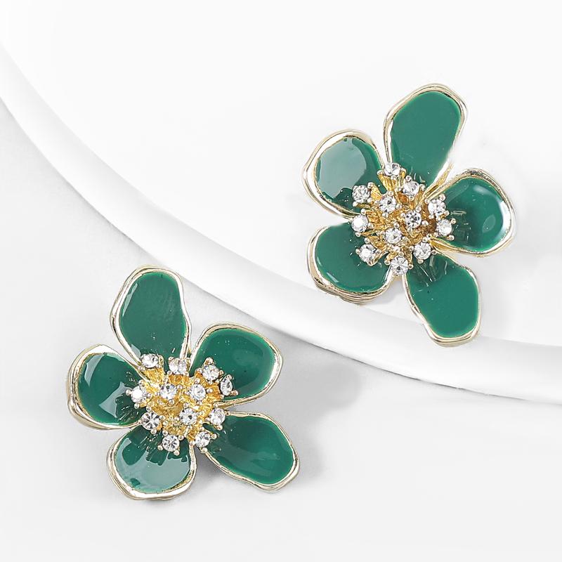 

Stud Earrings Pauli Manfi Fashion Metal Dripping Acrylic Flower Women's Cute Exaggerated Party AccessoriesStud