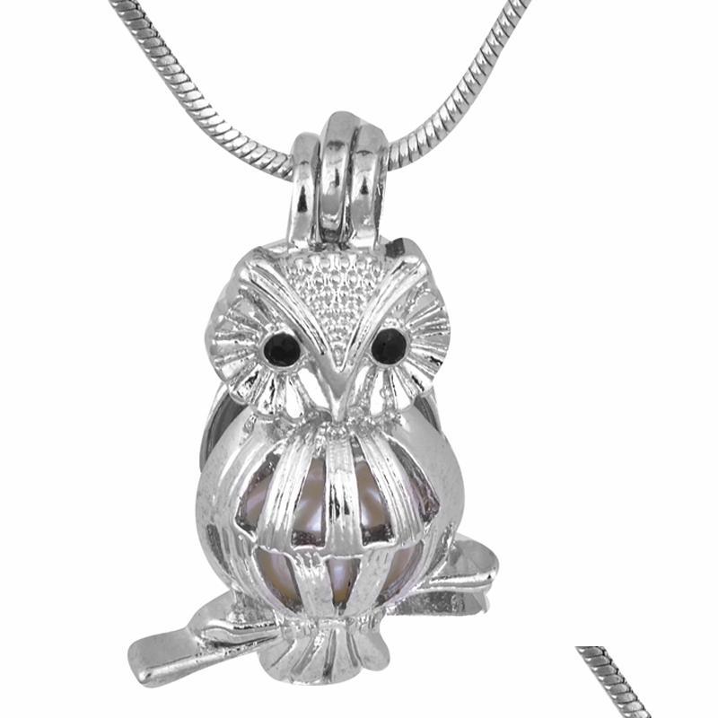 

Pendant Necklaces Baby Owl Pearl Accessories Locket Hollow Out Cage Jewel Eyes Charm Jewelry P95 Drop Delivery Pendants Dhicw