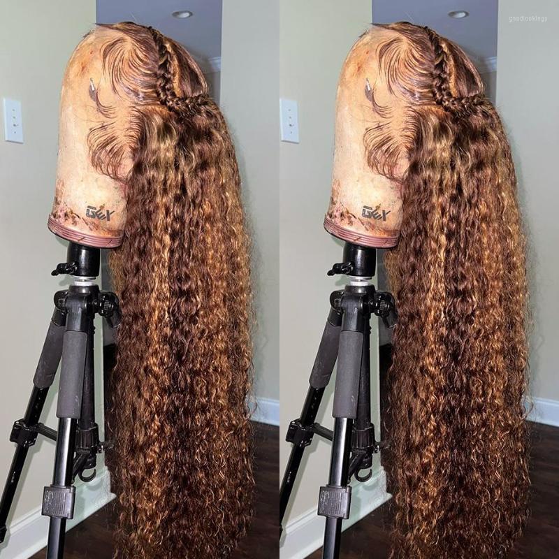 

Inch Highlight Wigs Human Hair Deep Wave 13x4 Lace Front 250 Density Curly Colored Ombre 13x6 Frontal Wig For Women, 13x4 lace wig