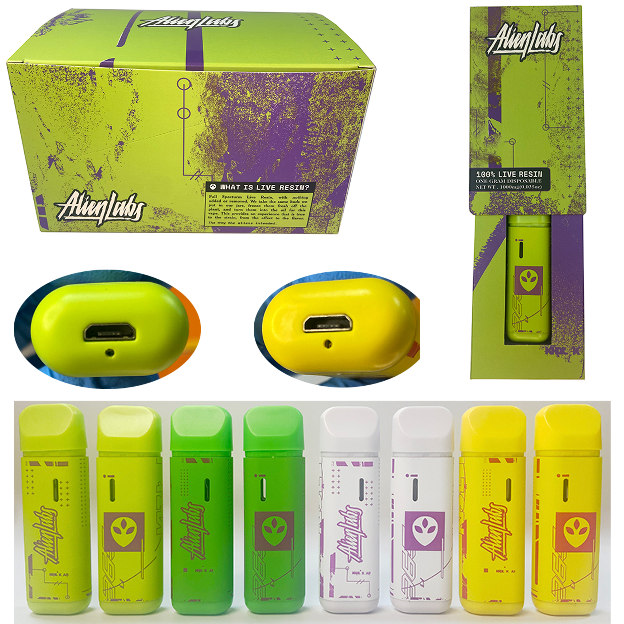 

New Arrives Alien Disposable vape pens 380mAh E cigarettes Rechargeable Battery Empty Vape Pen 1ml Vaporizer with Drawer box Packing