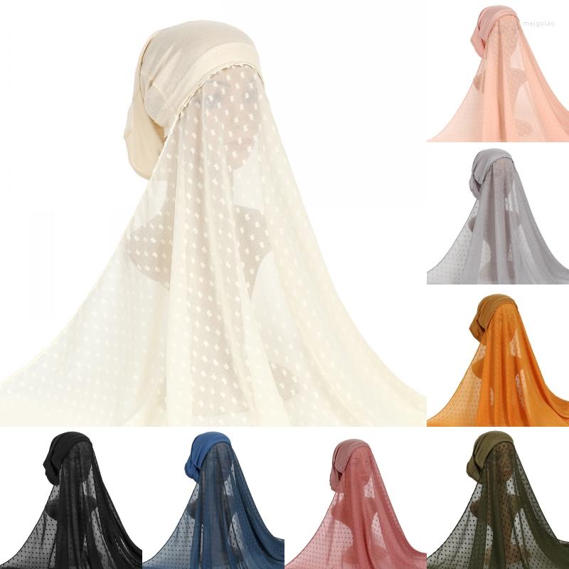 

Ethnic Clothing Muslim Plain Bubble Chiffon Hijab Scarf For Women Veil Inner Cap Ready To Wear Islamic Arabia Turbans Head Wraps Shawls