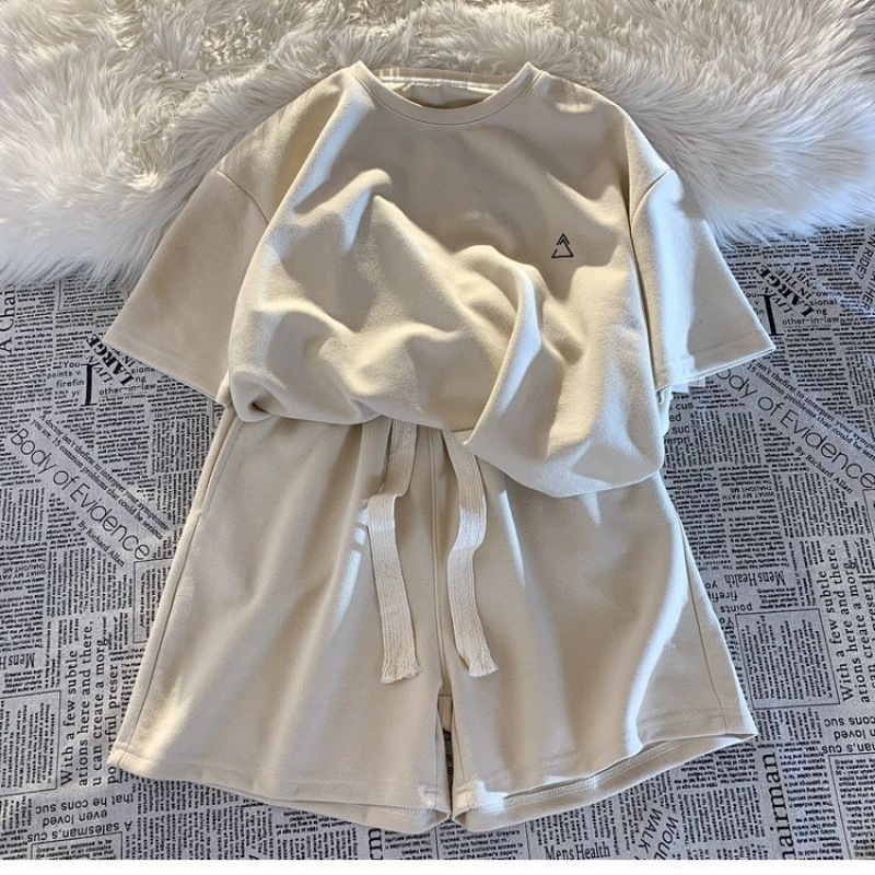 

Men's Sleepwear Casual twopiece pajamas women's Korean style shortsleeved loose allmatch shorts sports trendy home clothes 230202