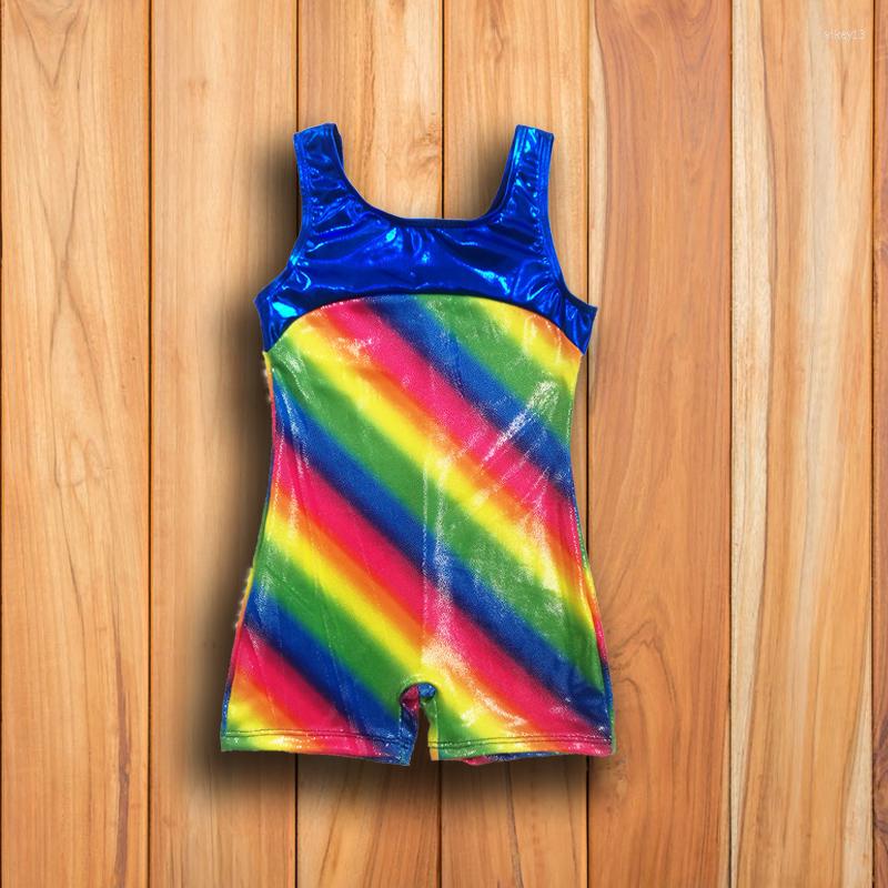

Stage Wear Girls Tank Gymnastics Unitards Kids Shiny Metallic Fabric Sleeveless Gym Leotards For Acrobatics Ballet Training Bodysuits, Picture shown