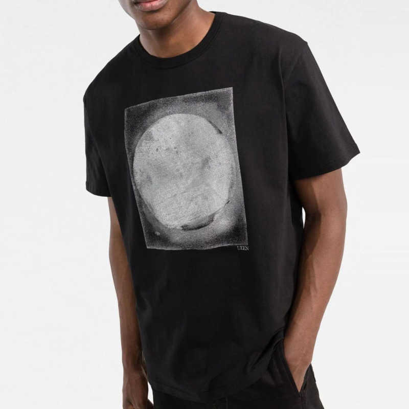 

Cotton t shirt Designer Hoodie men Moon Print Trend Short Sleeve Round Neck T-Shirt Summer Couple Sweatshirt Breathable Sweater Casual Shirt Pullover hoody 2XL top, Black