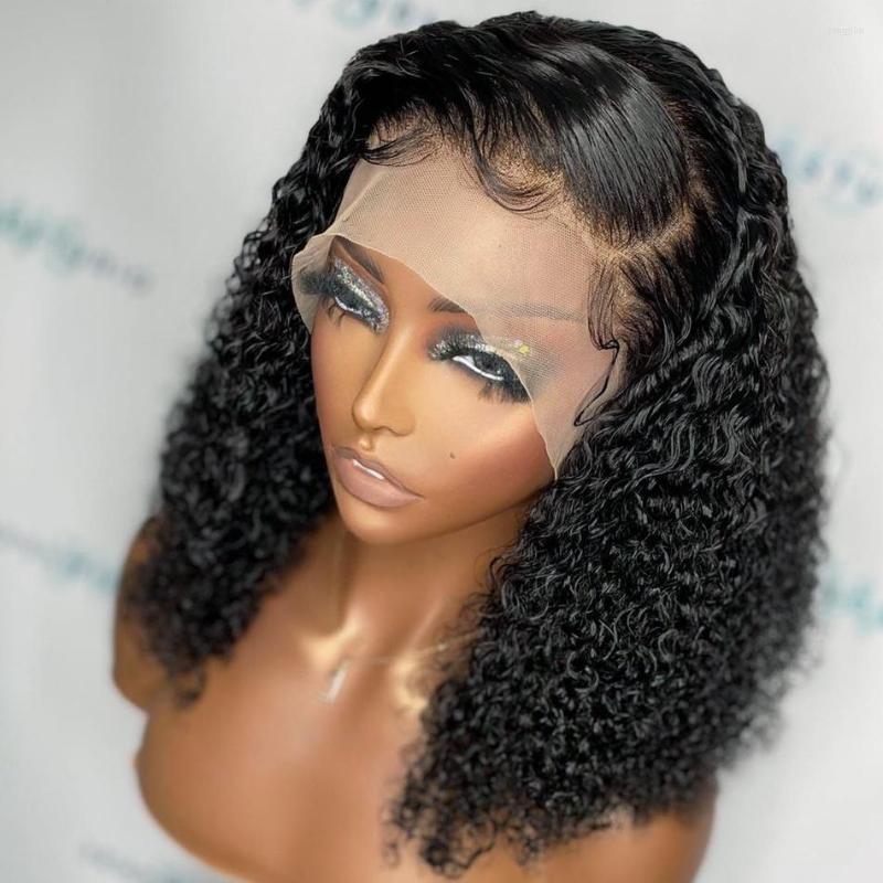 

Short Bob Wig Curly 13x6 Lace Front Human Hair Wigs For Black Women Pre Plucked Transparent Frontal Brazilian, Picture shown