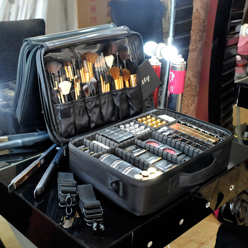 

Cosmetic Bags Cases High Quality Make Up Bag Professional Makeup Case Makeup Organizer Bolso Mujer Cosmetic Case Large Capacity Storage Bag 230203, Black xs 2 layer b
