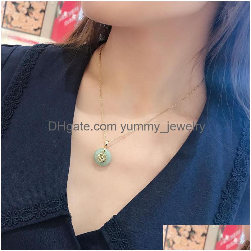 

Pendant Necklaces Fashion Trend Chinese Cute Blessing Lucky Round Ladies Casual Collarbone Necklace Amet Jewelry Giftpendant Drop De Dhtai
