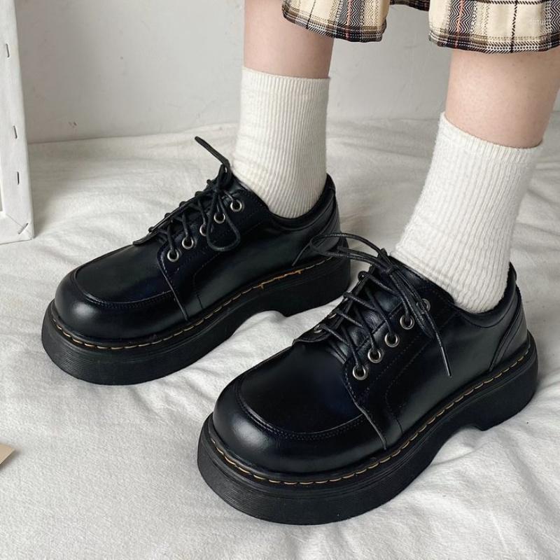 

Dress Shoes Japanese School Uniform Jk Student Girls Women Kawaii Lolita Soft Girl Round Toe Platform Mary Jane, Black
