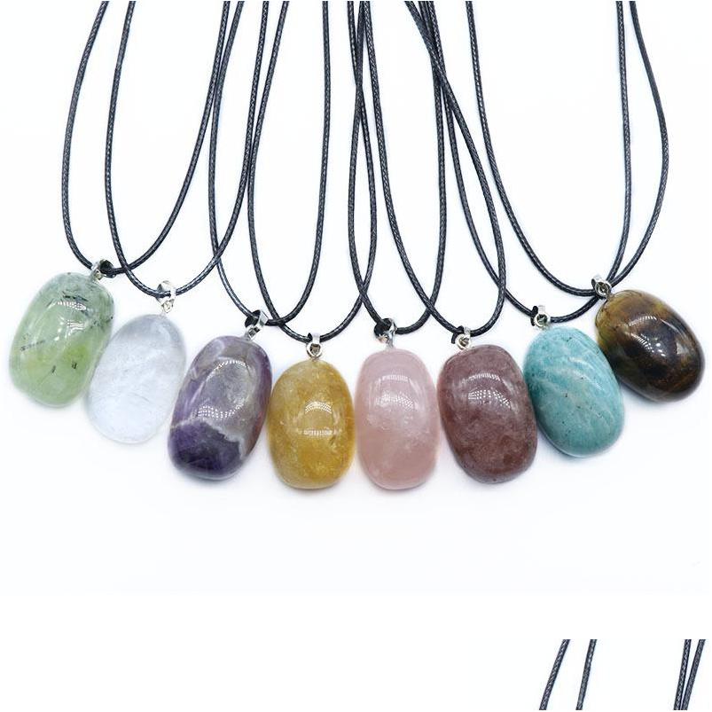 

Pendant Necklaces Fashion Natural Stone Irregar Oval Stberry Crystal Graphitic Topaz Charms Necklace For Women Jewelry Drop Dhgarden Dhxbl