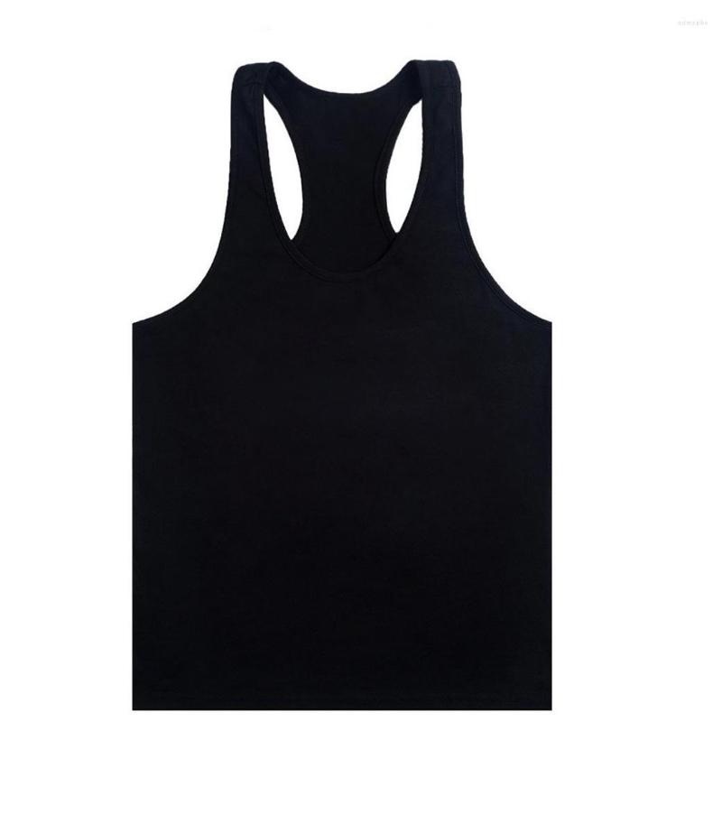 

Men's Tank Tops Men Shirt Basic Fitness Bodybuilding Training Vest Cotton Without Printing Muscle Gym Workout, White