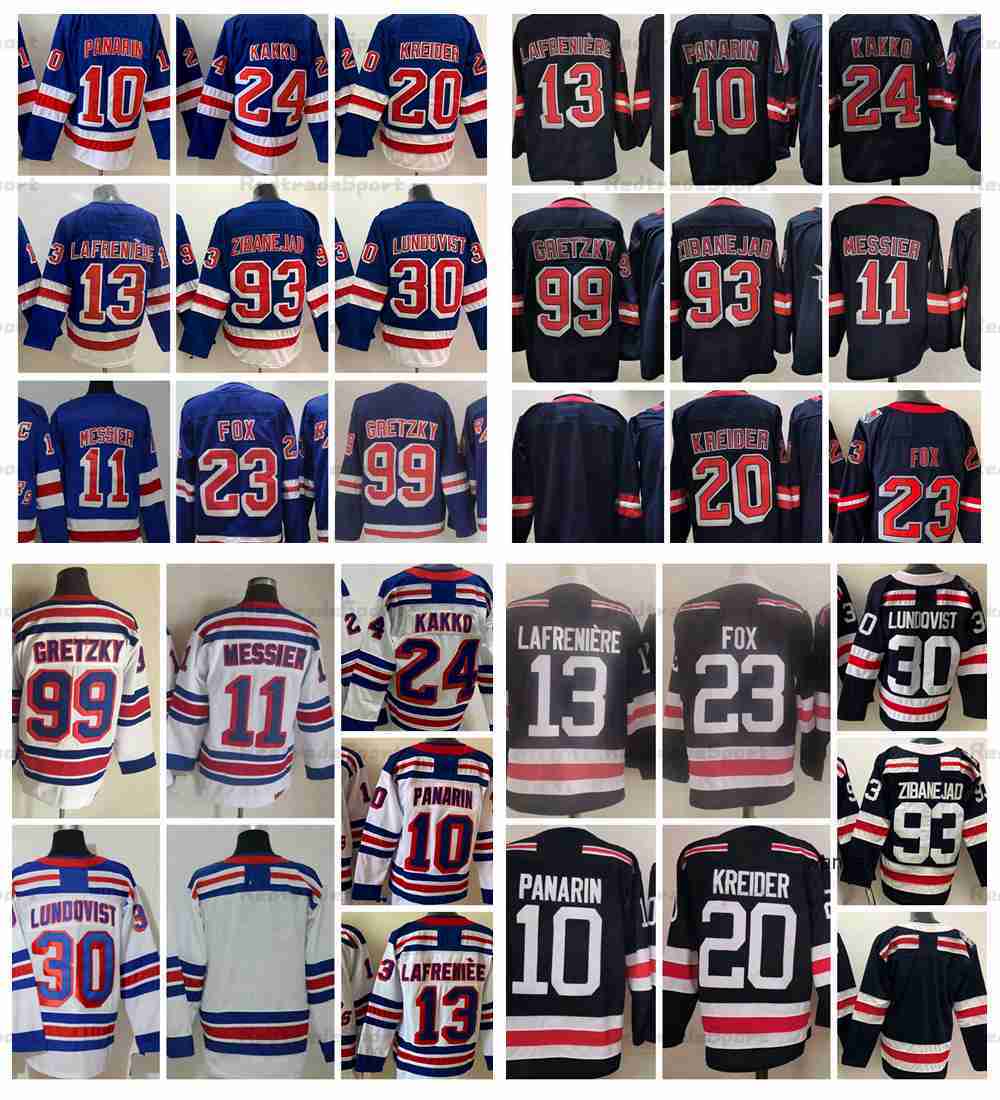 

2023 2021 Reverse Retro Hockey Jerseys Alexis Lafreniere Kaapo Kakko Shesterkin Artemi Panarin Kreider Mika Zibanejad Adam Fox Henrik Lundqvist, Royal blue