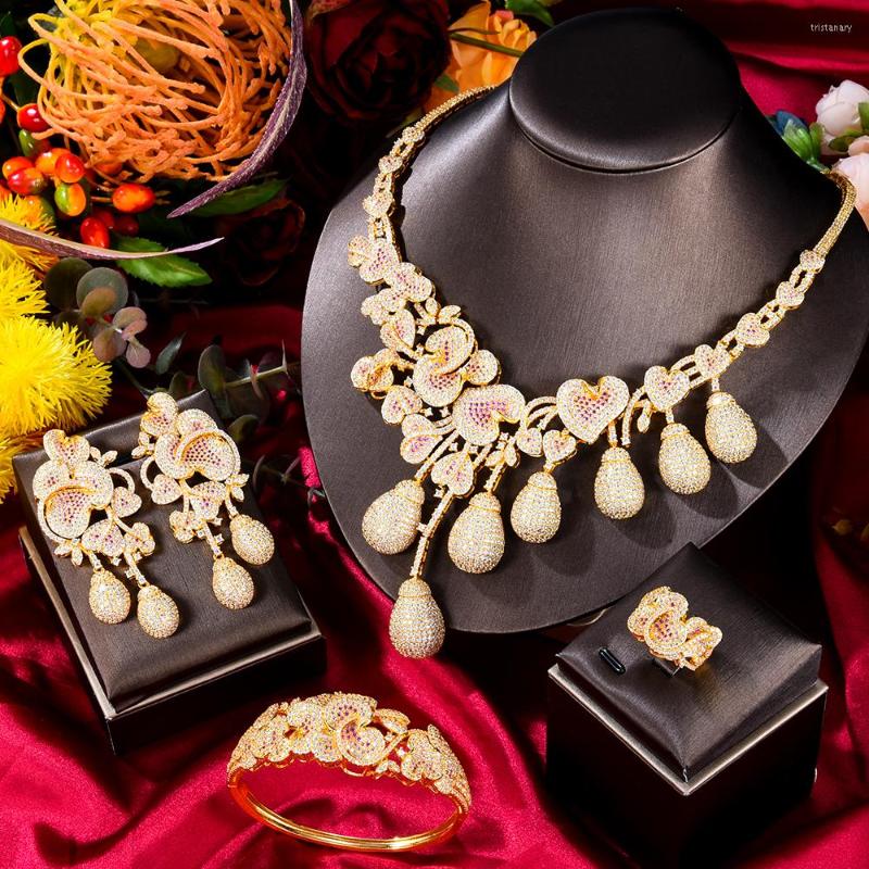 

Necklace Earrings Set GODKI Luxury Flower Bud Mixed Women Wedding Cubic Zirconia Earring Saudi Arabia Jewelry Jewellery Addiction, Picture shown