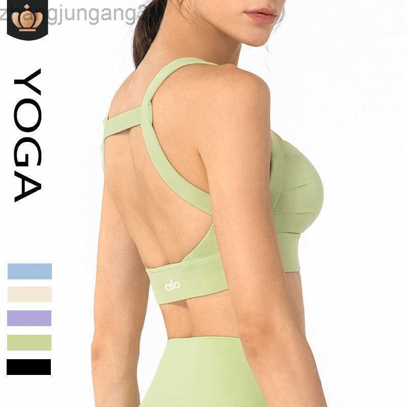 

Designer Brand Tank Top Alos yoga underwear new style suspender back sweatshirt women with bra running sports shockproof bra, Black